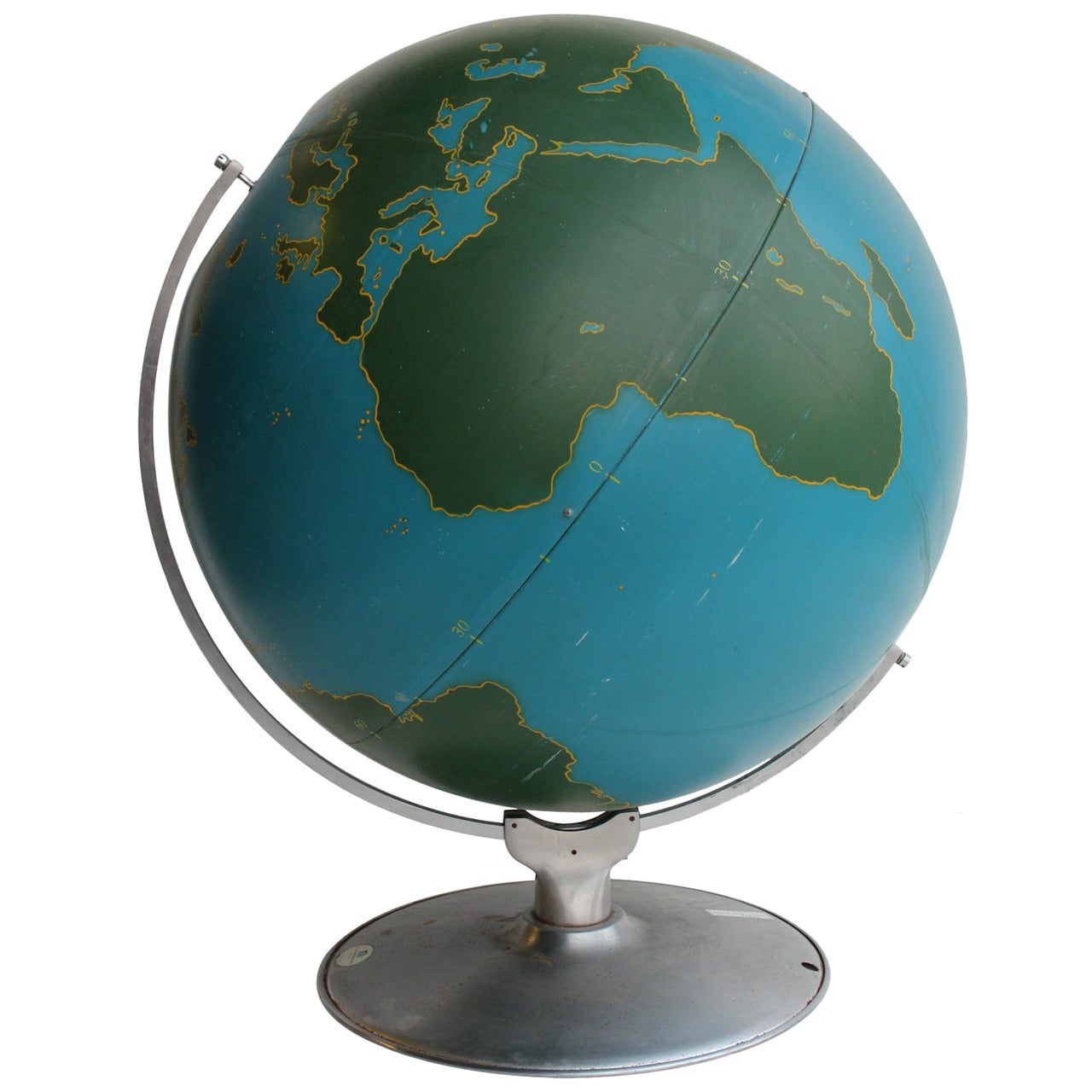 Oversized 1940s American Original Aviation World Globe by A.J. Nystrom & Co. For Sale