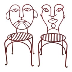 Midcentury Accent Wrought Iron Chairs