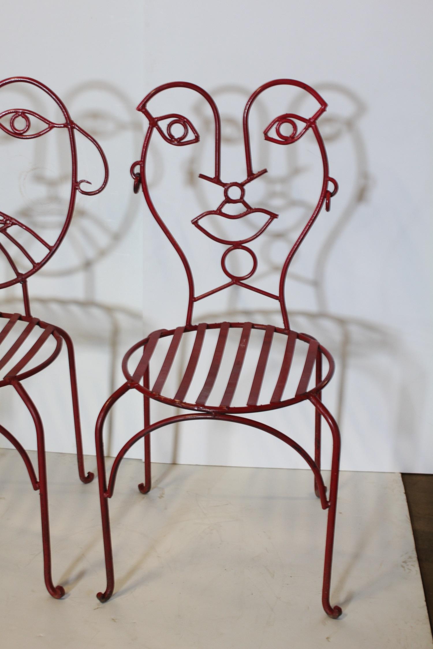 Midcentury accent wrought iron chairs. It has stamp 