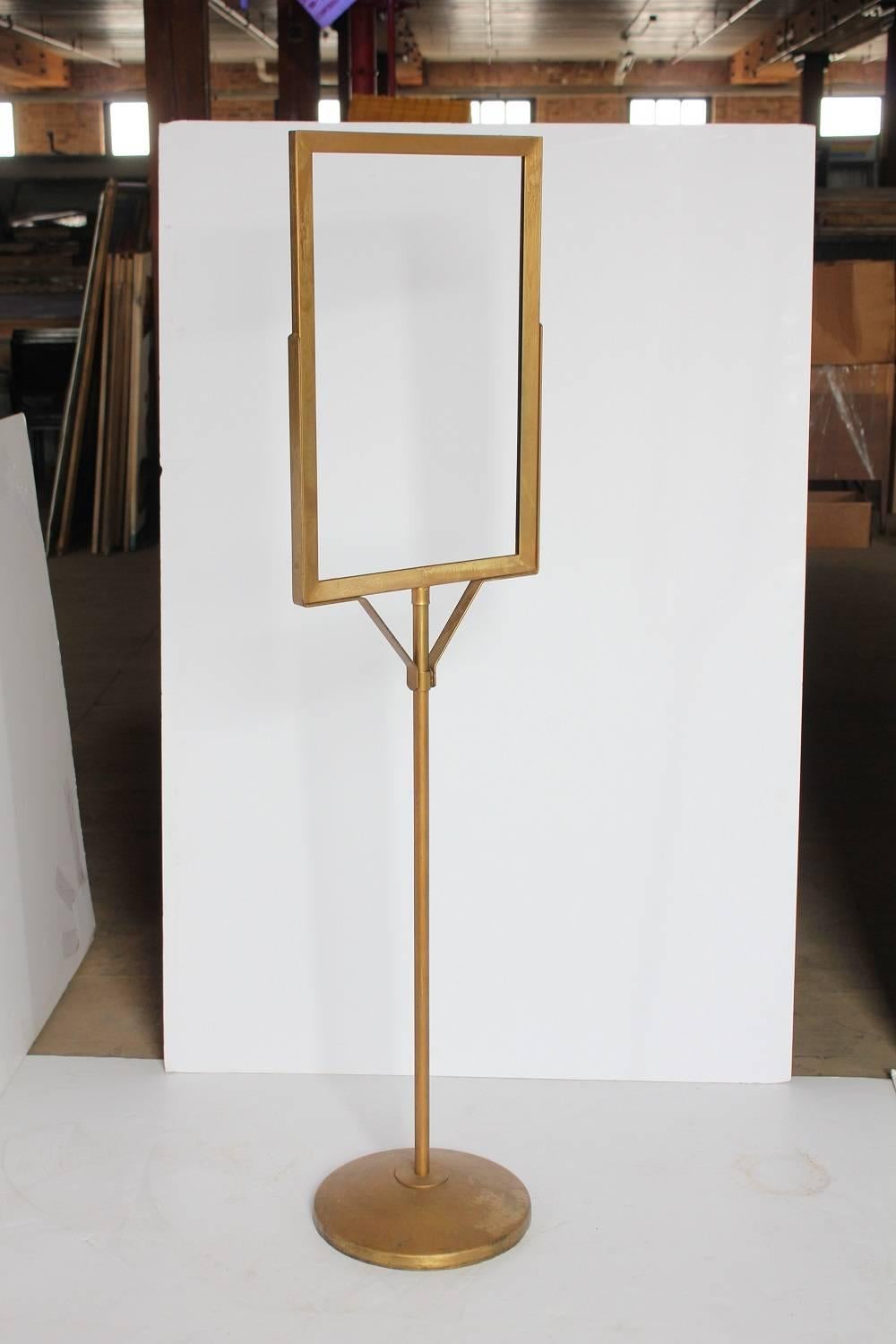 1930s department store free standing metal sign stand. It holds sign 13.5