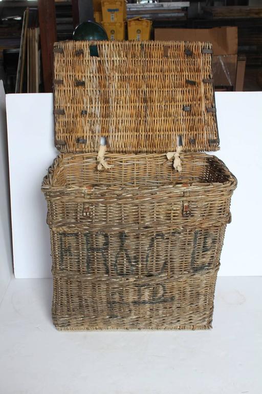 Large Antique Travel Wicker Basket/Trunk at 1stdibs