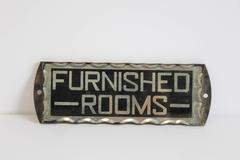 1930s Reverse Glass Painted Sign "Furnished Rooms"
