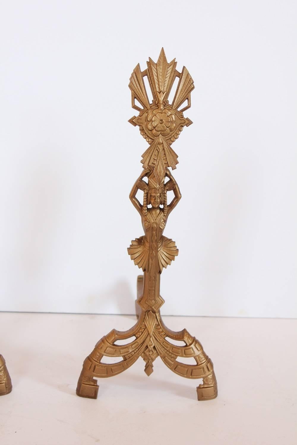 20th Century Stylish American Art Nouveau Andirons For Sale