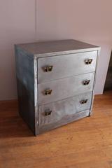 Stylish 1920's Metal Dresser With Brass Hardware