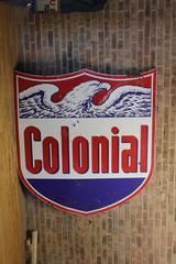 Large 1950's American Gas & Oil Enamel Sign COLONIAL