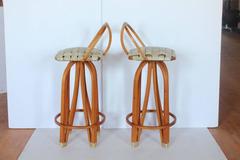 Stylish Modern Bentwood & Leather Bar Stools
