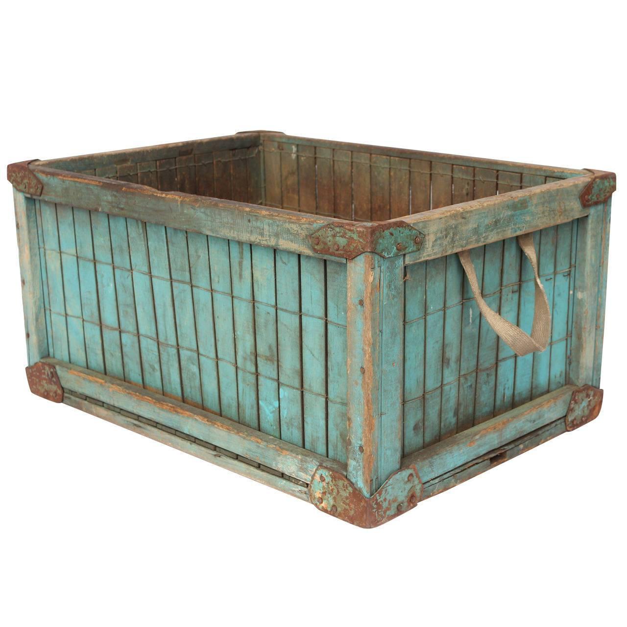 Large Antique Industrial Wood Bin For Sale at 1stdibs