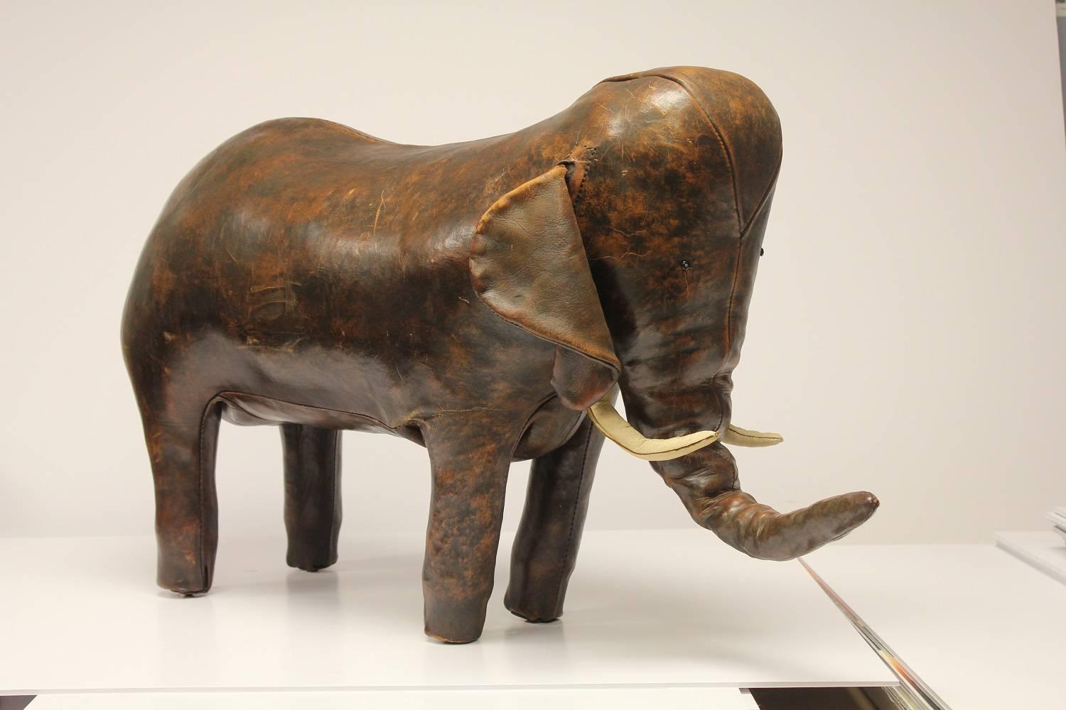 Large vintage leather elephant by Dimitri Omersa for Abercrombie & Fitch.