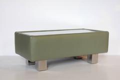 Stylish Modern Leather and Metal Ottoman or Coffee Table