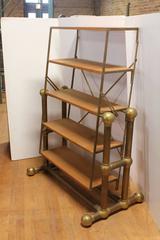 Antique Country Store Baker's Brass and Wood Shelves/Table