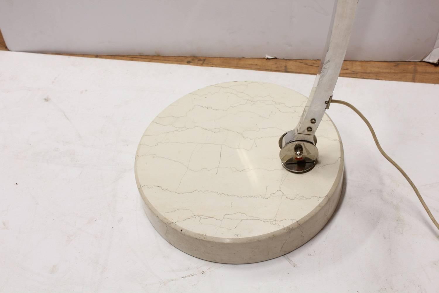 Mid-Century Modern Mid Century Italian Arco Chrome & Marble Floor Lamp For Sale