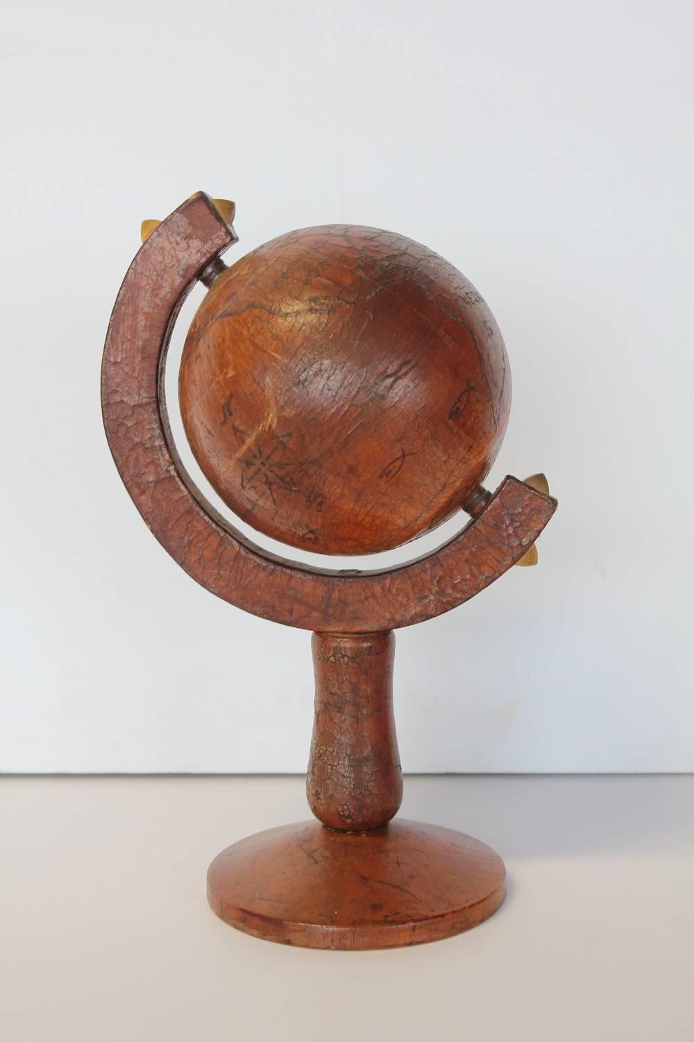 Italian leather decorative desk world globe.