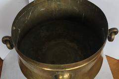Giant Antique Decorative Brass Footed Cauldron With Handles