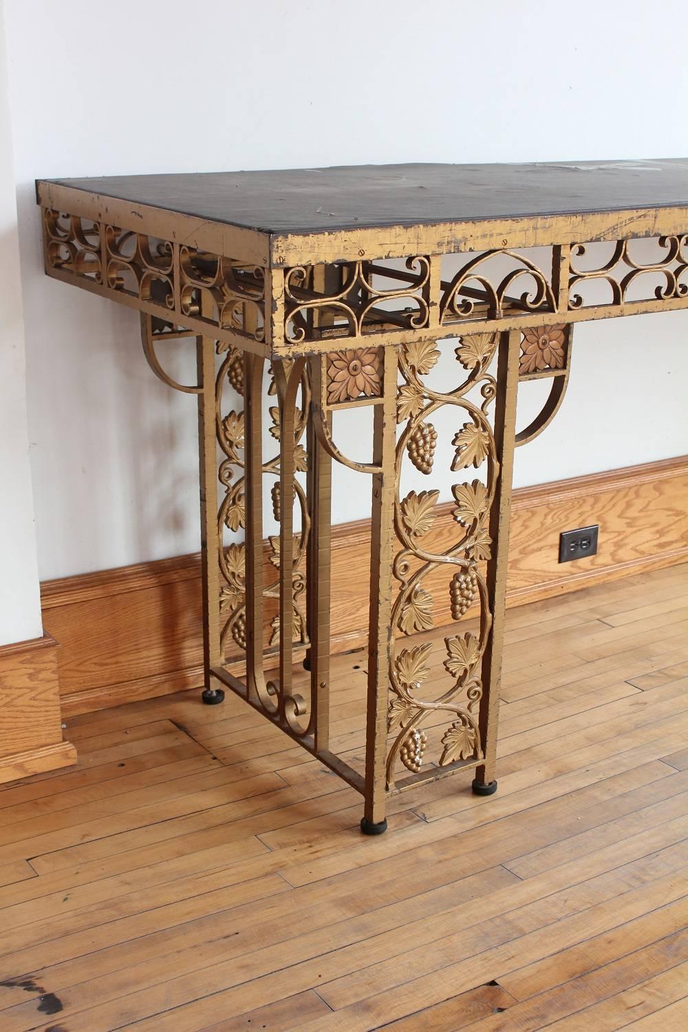 Spectacular French Gilded Wrought Iron Winery Table In Good Condition For Sale In Chicago, IL