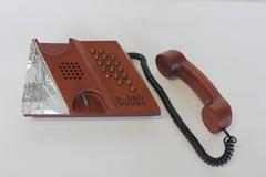 Midcentury Swedish Mahogany Phone by Teli with Orrefors Crystal