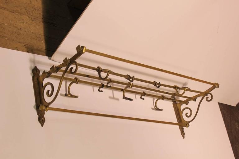 Antique Coat and Hat Brass Wall Rack at 1stdibs