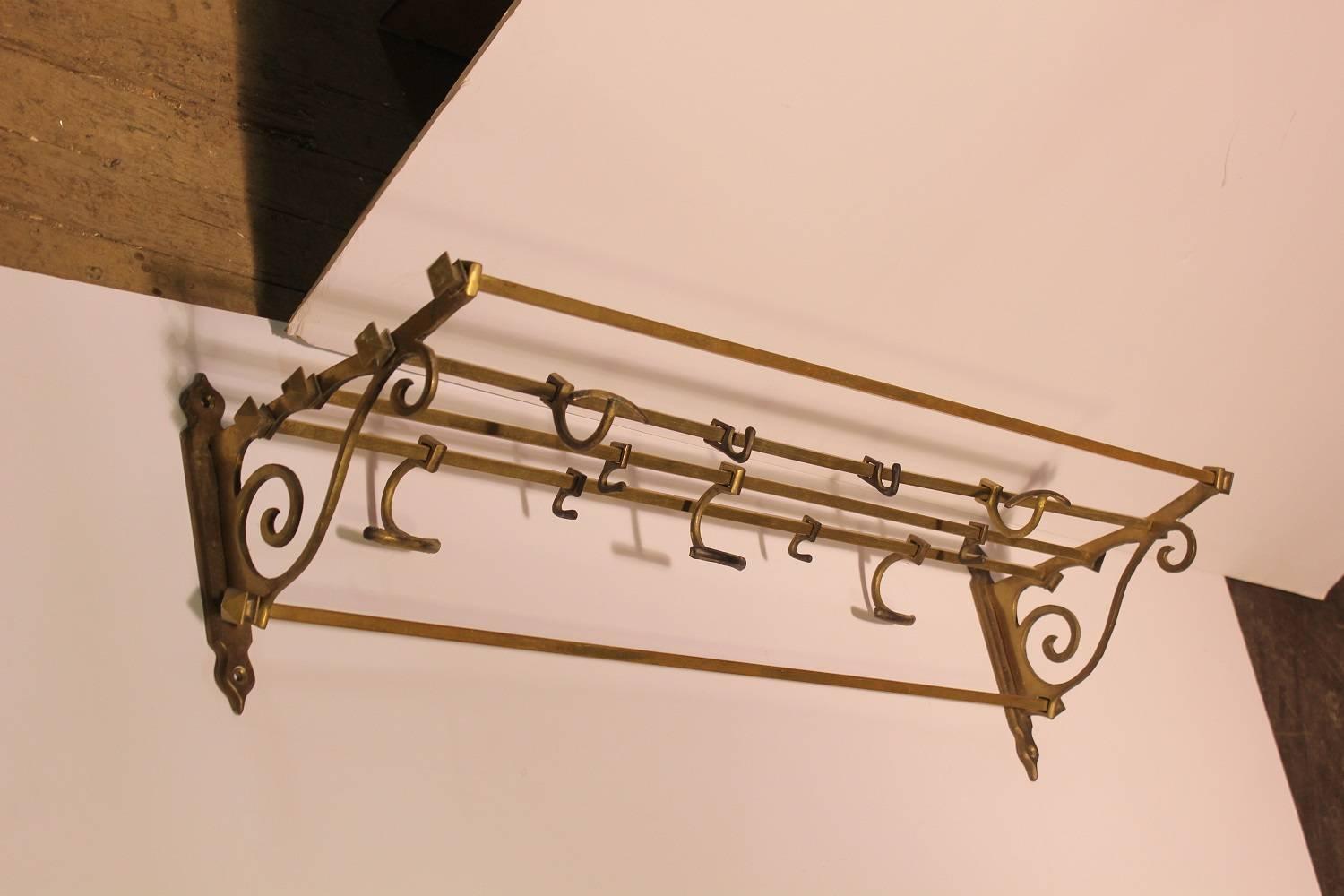 Antique Coat and Hat Brass Wall Rack For Sale at 1stdibs