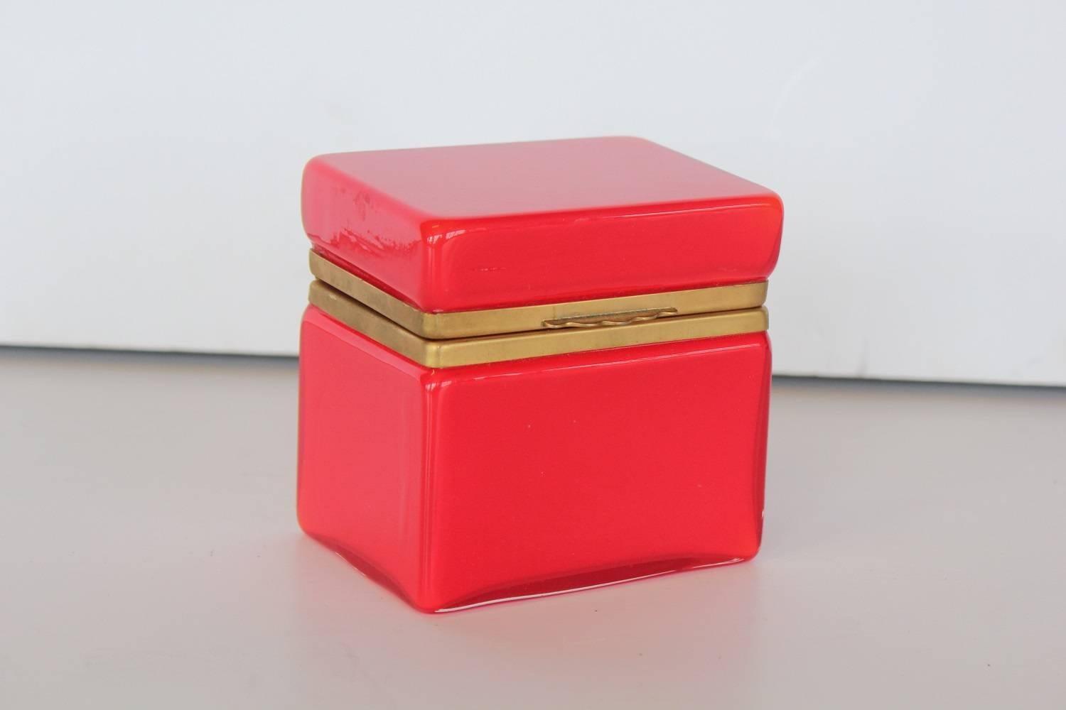 Vintage red Murano glass box.