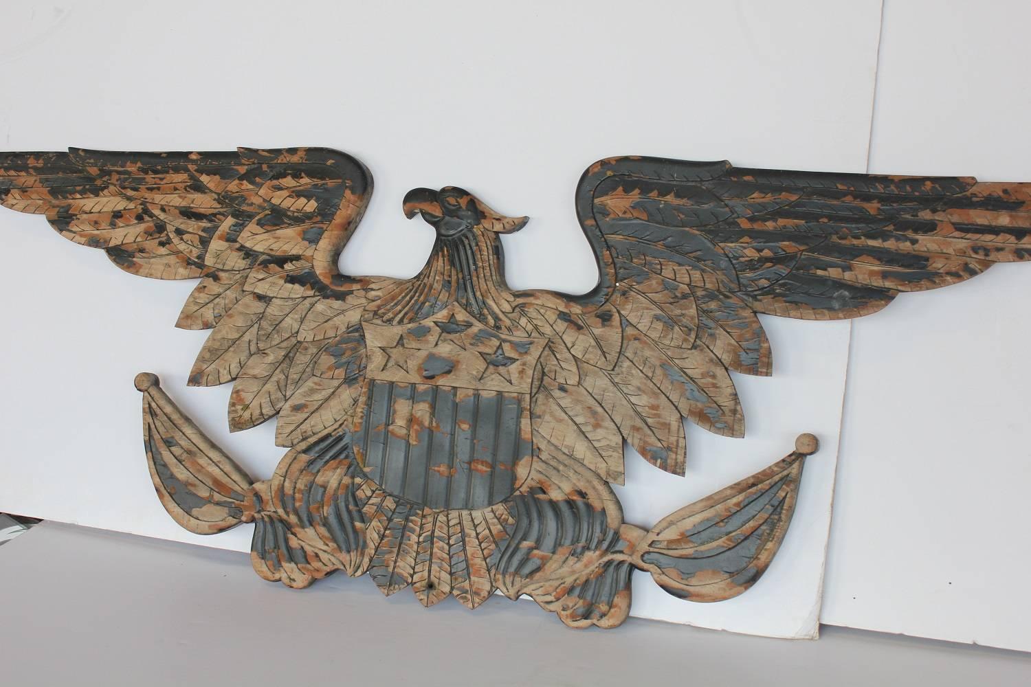 Late 19th century American hand-carved wood eagle.
