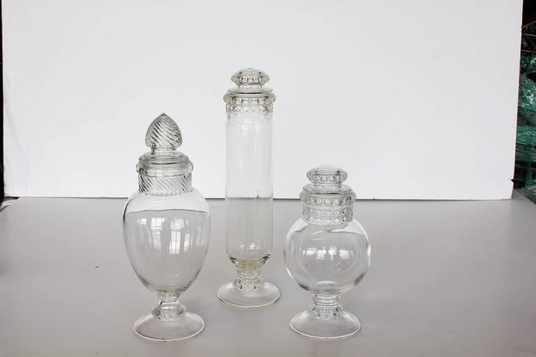 Collection of Antique Candy Store Footed Glass Jars at 1stDibs