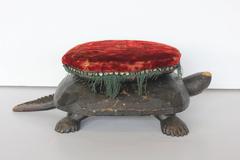 Antique Folk Art Wood Turtle Foot Stool