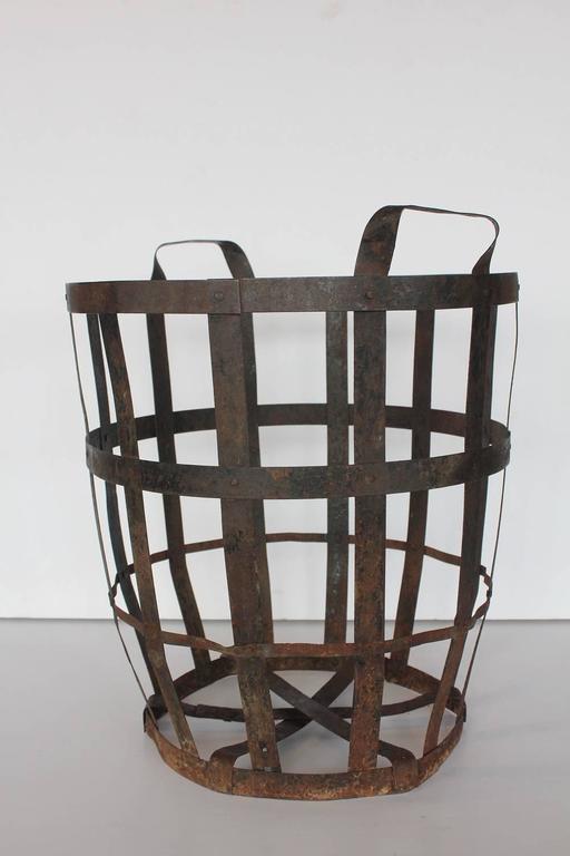 Large Industrial Metal Basket For Sale at 1stDibs