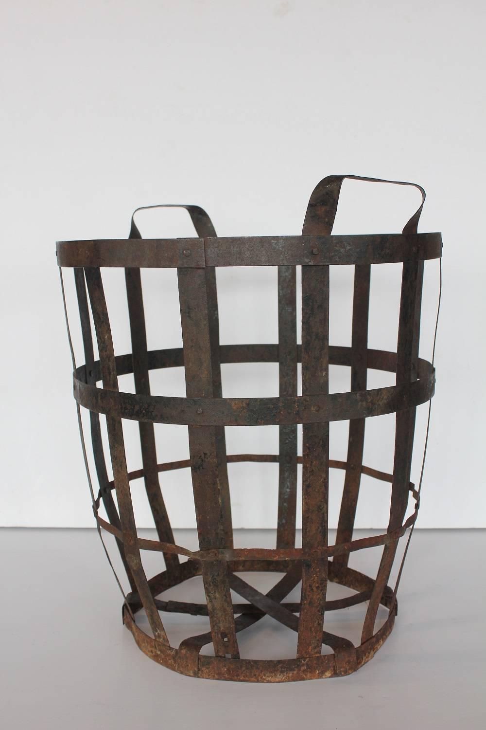 Large Industrial Metal Basket For Sale at 1stdibs