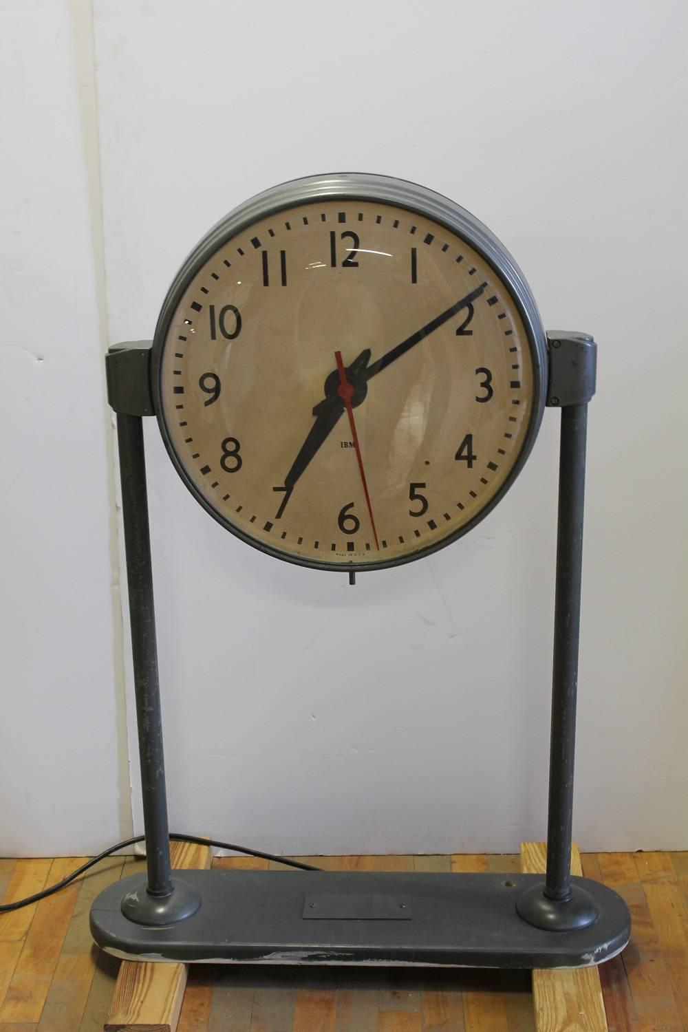 Vintage Double Sided Clock. It could be mounted to the ceiling.
