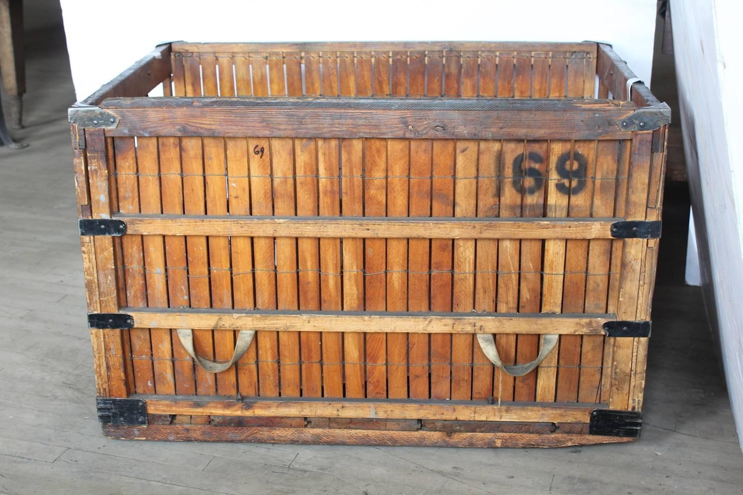Large Antique American Industrial Wood Crate or Bin For Sale at 1stdibs