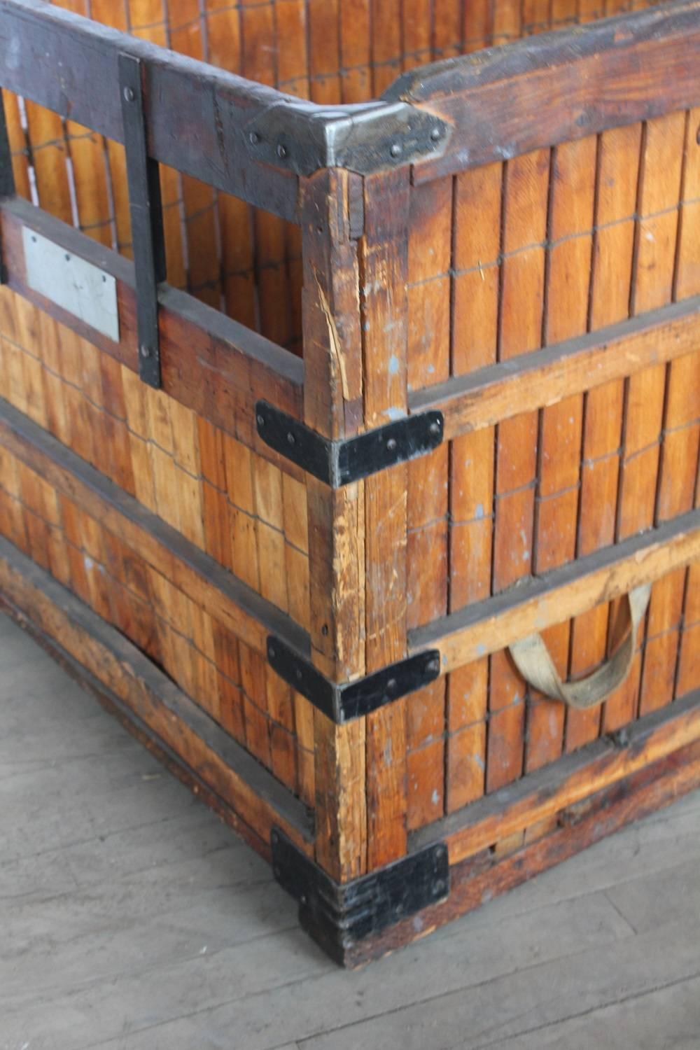 Large Antique American Industrial Wood Crate or Bin In Good Condition In Chicago, IL