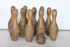 Antique Wood Bowling Set
