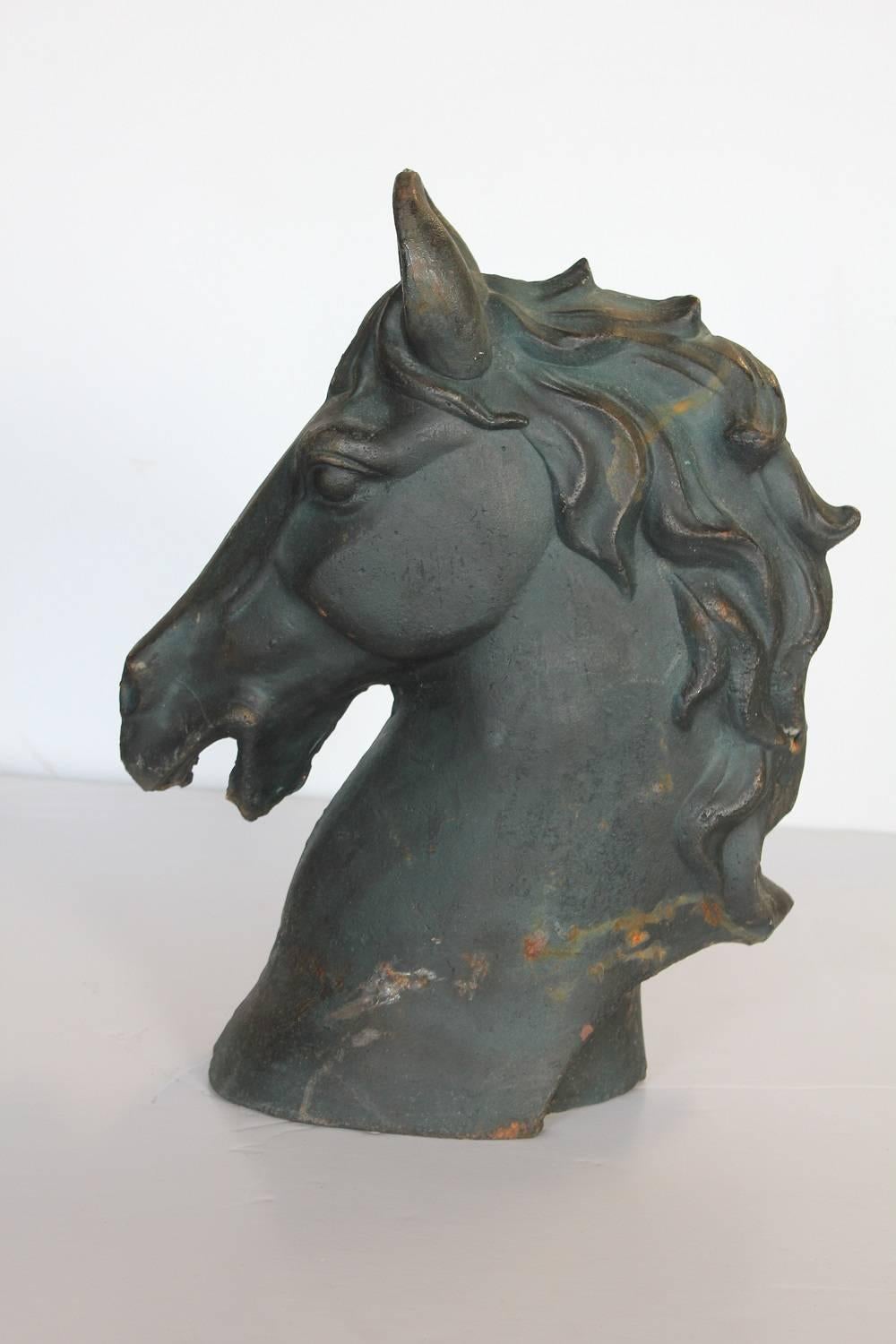 1900s American cast iron horse head sculpture.