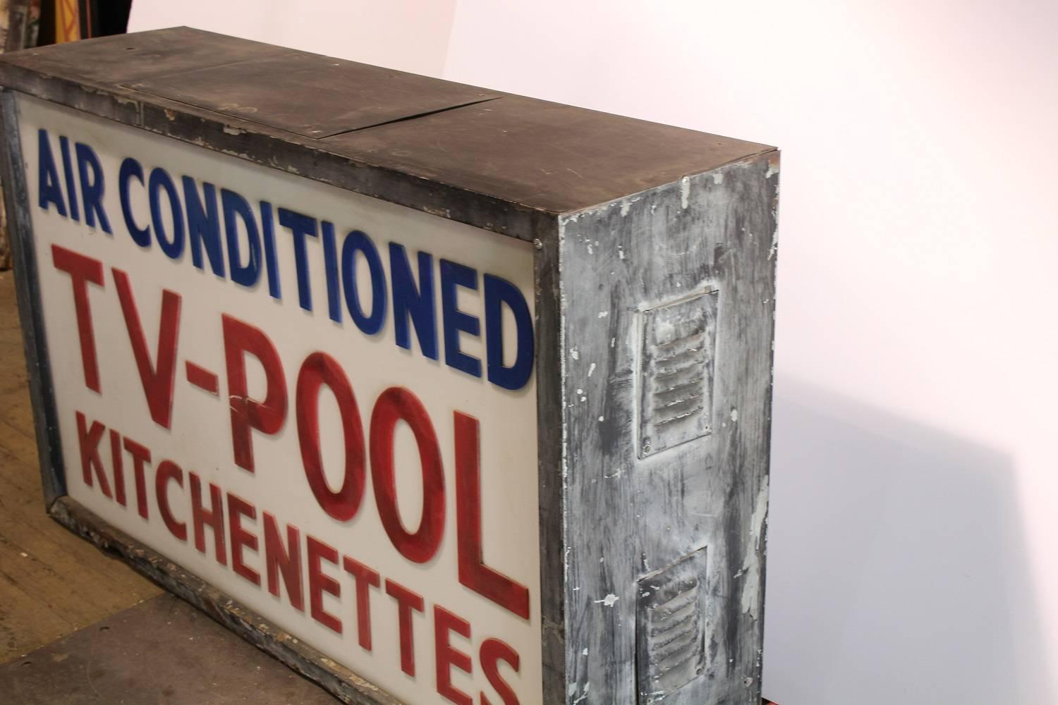 1950s double sided light up TV-POOL sign.