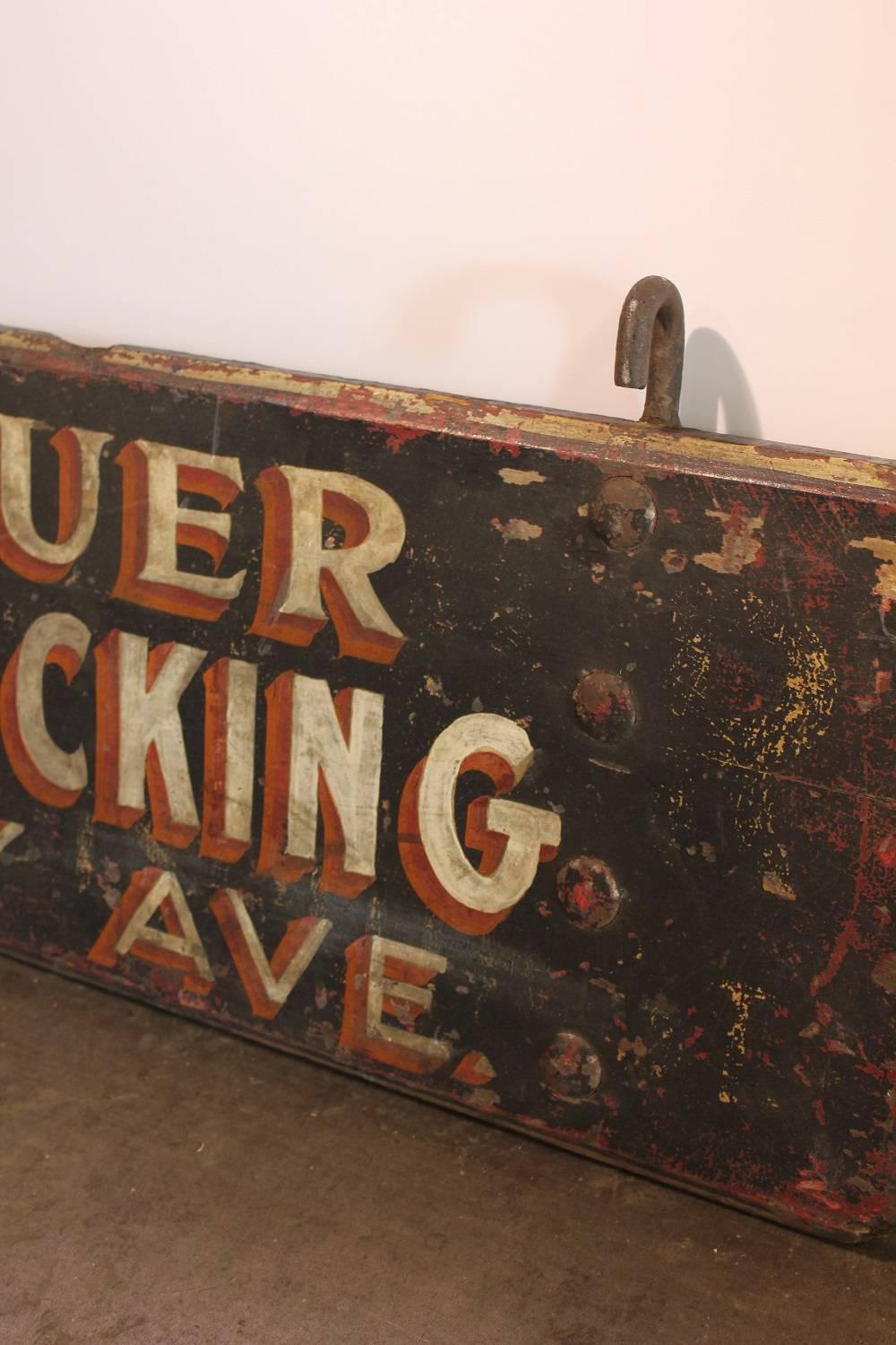 1920s American Hand Painted Wood Sign 