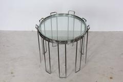 Modern Chrome and Glass Nesting Tables by Saporiti