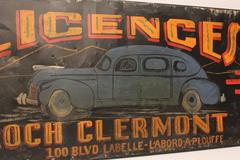 1930s Canadian Hand-Painted Car Licences Sign