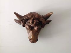 Spectacular Late 1800s American Hand-Carved Wood Meat Trade Sign