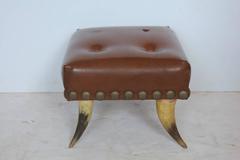Antique Horn and Leather Foot Stool