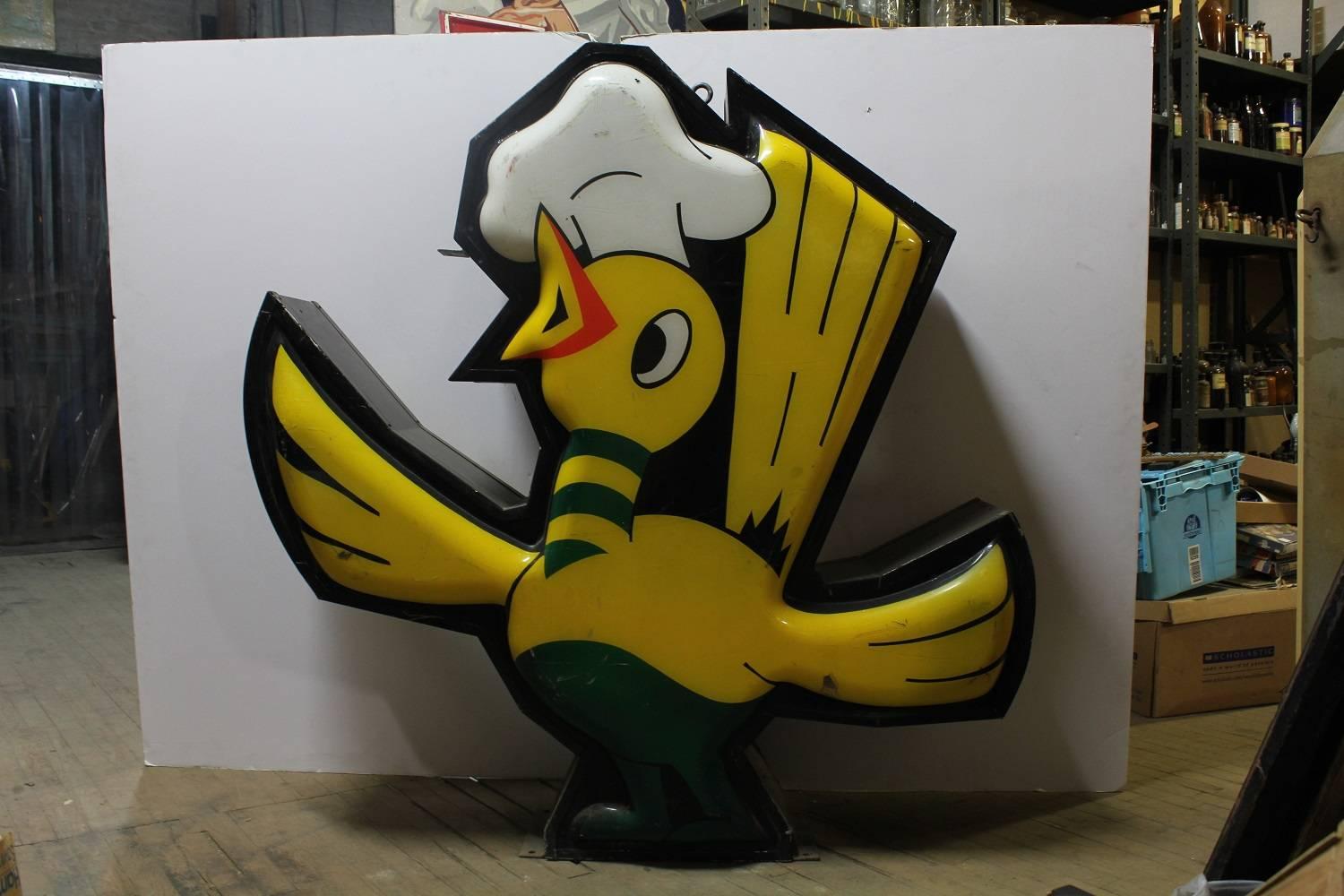 Large 1960s double sided light up chicken sign.