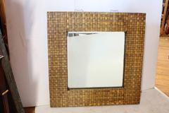 Stylish Large Mid-Century Bamboo Framed Mirror