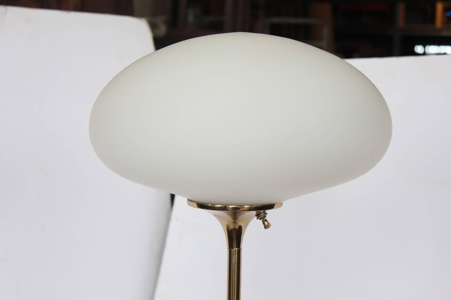 Stylish Mid-Century brass mushroom floor light by Laurel.