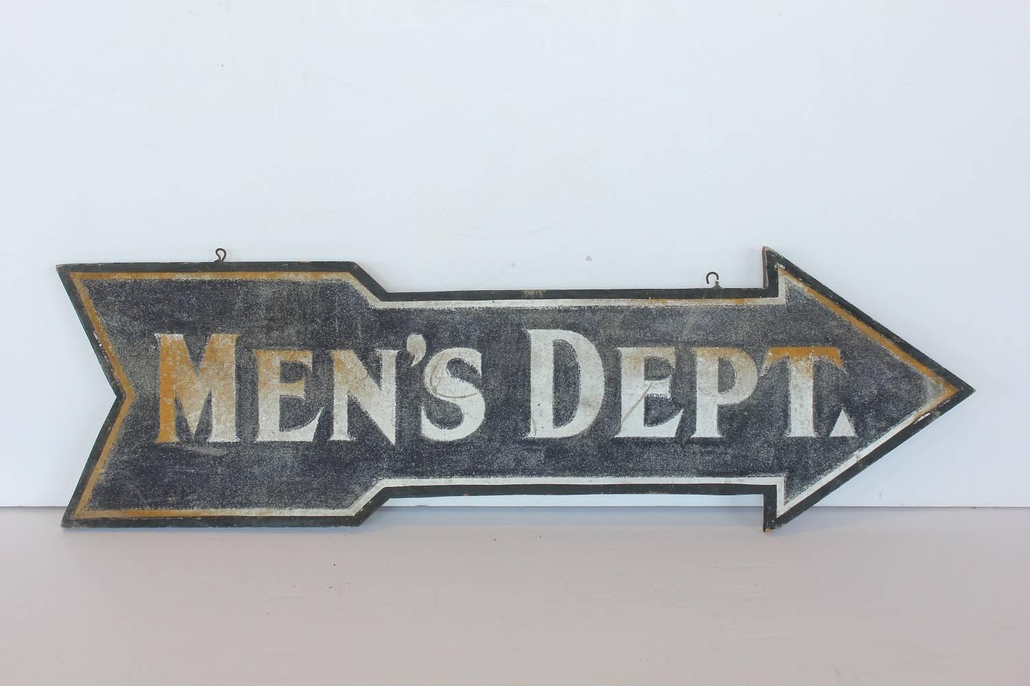 Antique men's department wood sign.