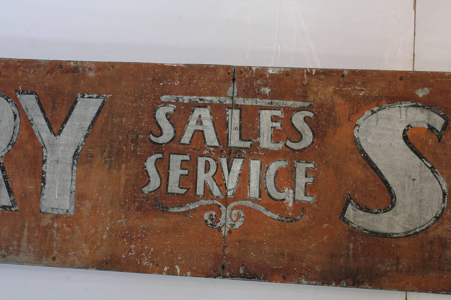 Early 1900s American hand-painted tin sign 