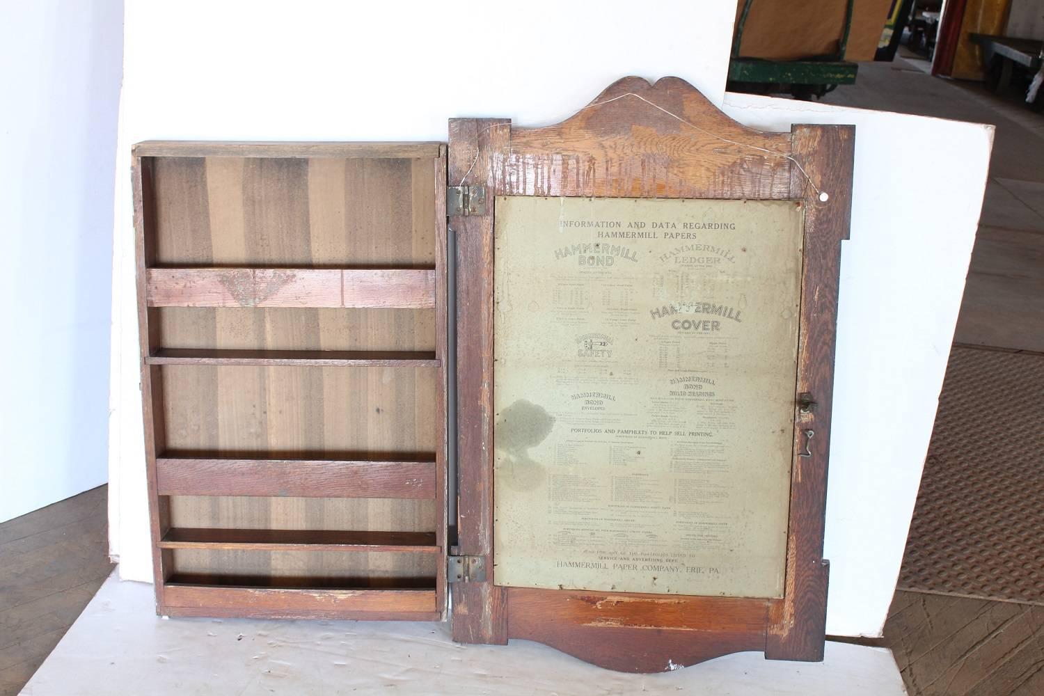 1900s American advertising message board/cabinet for Hammermill Papers Co.