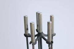 Mid-Century Chrome and Iron Fire Place Tools