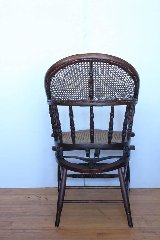 Unusual Antique English Wood and Cane Desk Chair at 1stDibs