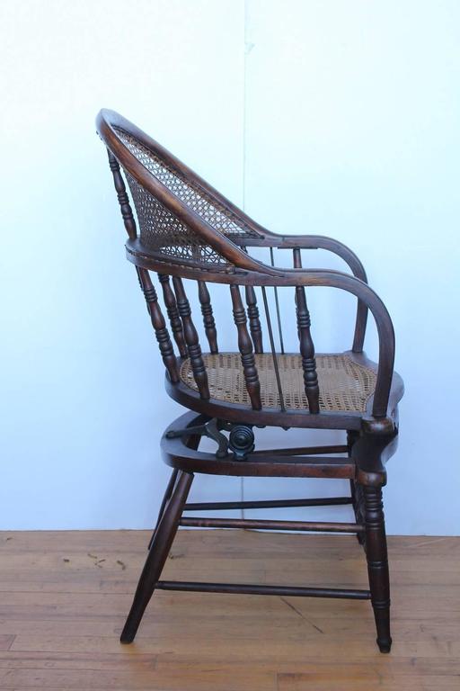 Unusual Antique English Wood and Cane Desk Chair at 1stDibs