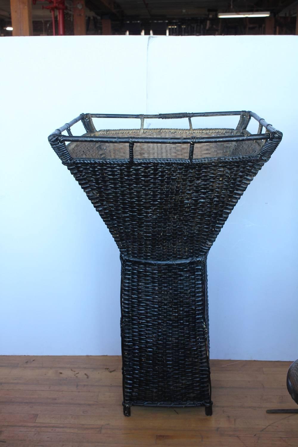 Stylish vintage over sized bamboo basket.
