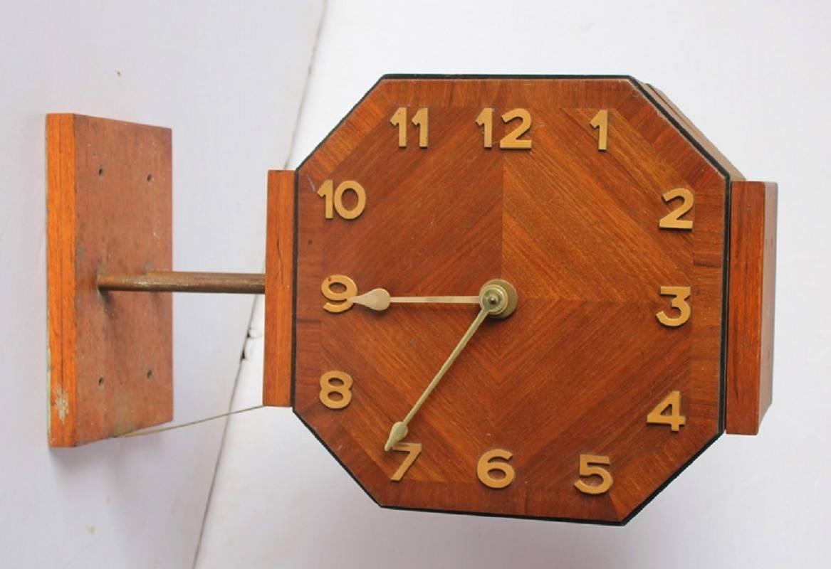 European Mid-Century English Double Sided Wall Clock