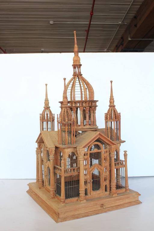 Large Antique Architectural HandCarved Bird Cage at 1stdibs